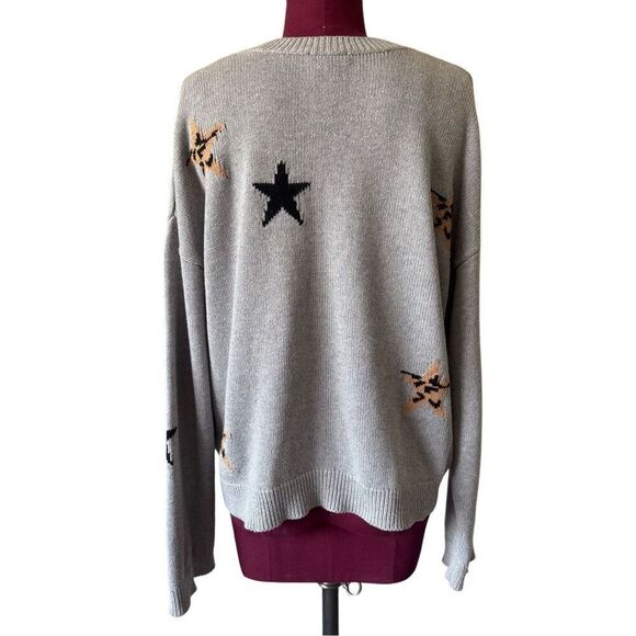 Rails Percy Heather Gray Animal Star Sweater Sz M Cashmere Blend - Picture 3 of 10